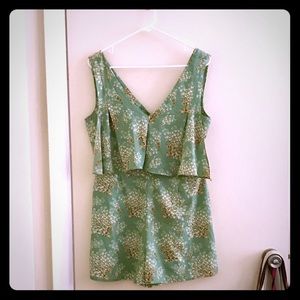 Flowy summer romper in green print